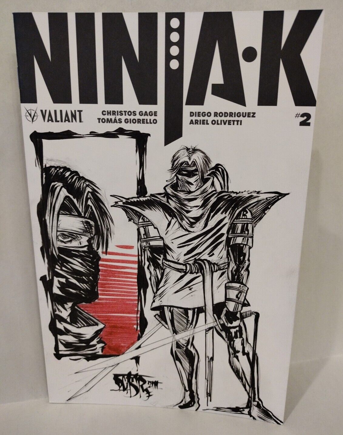 NinjaK #2 (2017) Blank Cover Valiant Comic W Original Dave Castr Art ARG COA