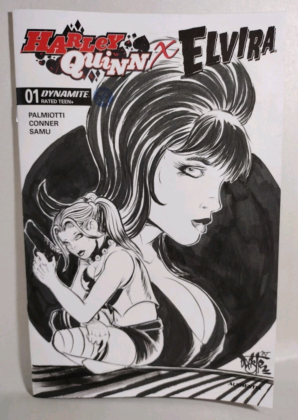 Harley Quinn X Elvira 1 (2025) Dynamite Sketch Cover Comic W Original DCastr Art