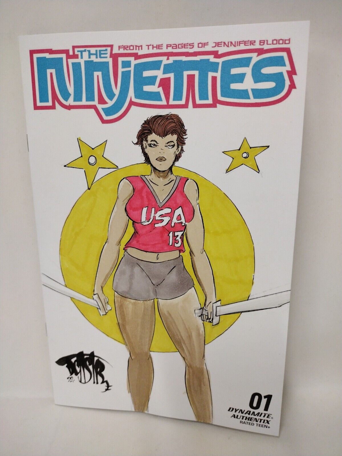 Ninjettes #1 (2022) Blank Cover Dynamite Comic w Original Dave Castr Art ARG COA