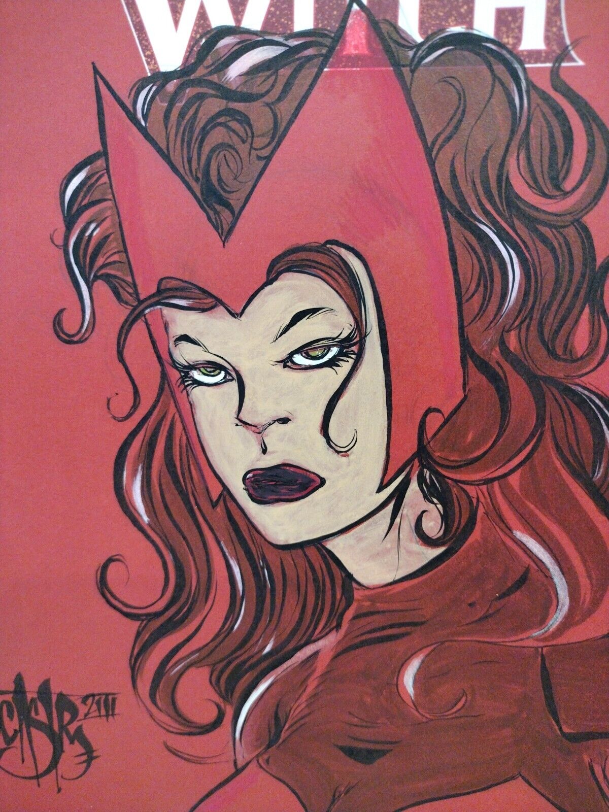 Scarlet Witch #1 (2023) Blank Red Cover Marvel Comic w Original DCastr Art