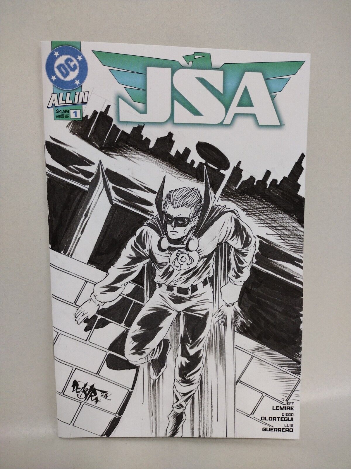 JSA 1 2024 DC Sketch Cover Comic W Original DCastr Golden Age Green Lantern Art