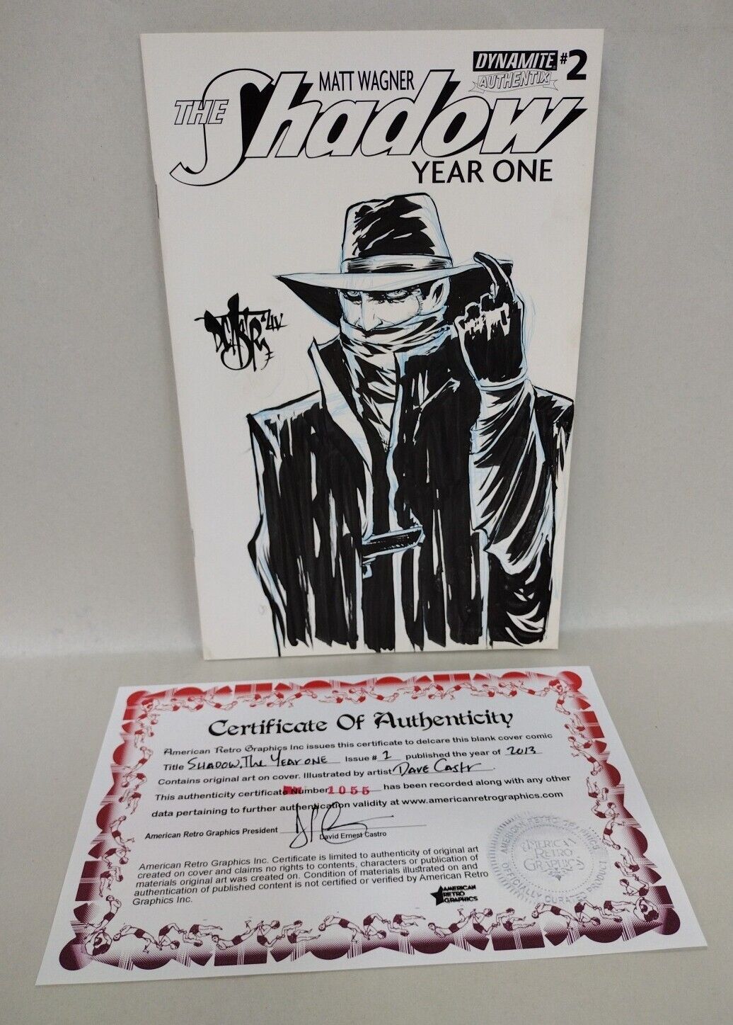 The Shadow Year One #2 (2013) Sketch Cover Variant W Original Dave Castr ARG Art