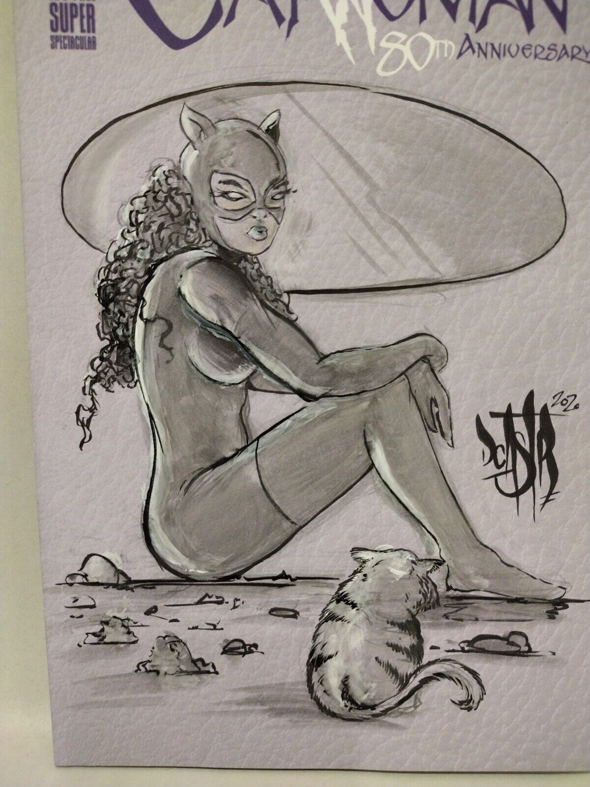 Catwoman 80th Anniversary (2020) Sketch Variant Cover W Original Dave Castr Art