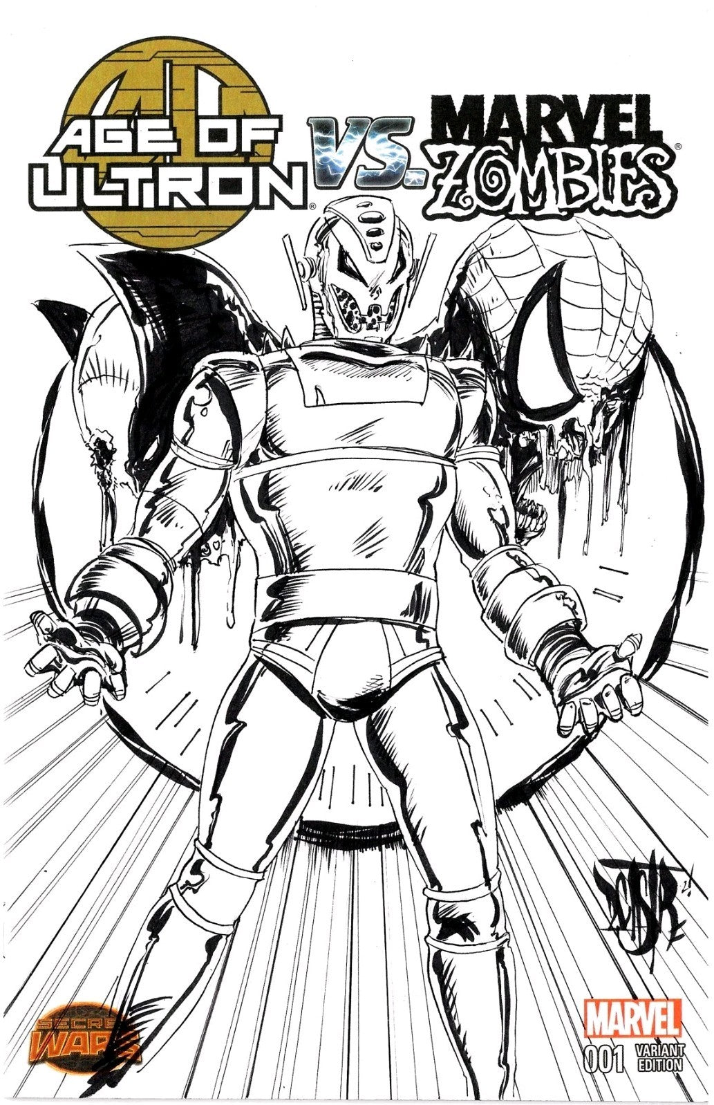 Age of Ultron vs Marvel Zombies #1 Sketch Cover Variant w Original DCastr Art