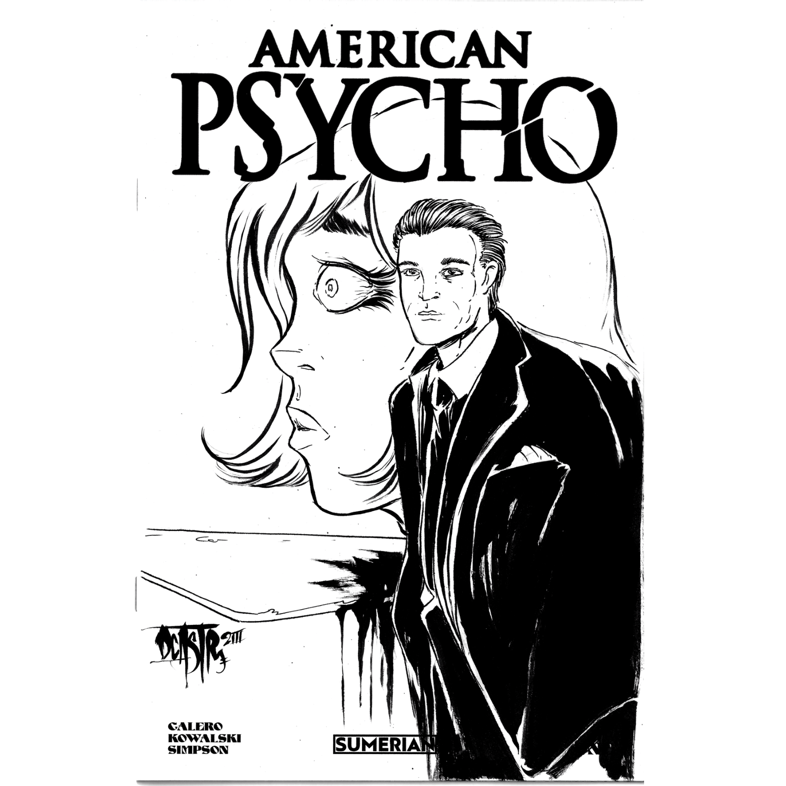 AMERICAN PSYCHO #1 Blank Sketch Cover Comic 2023 W Original Dave Castr Art