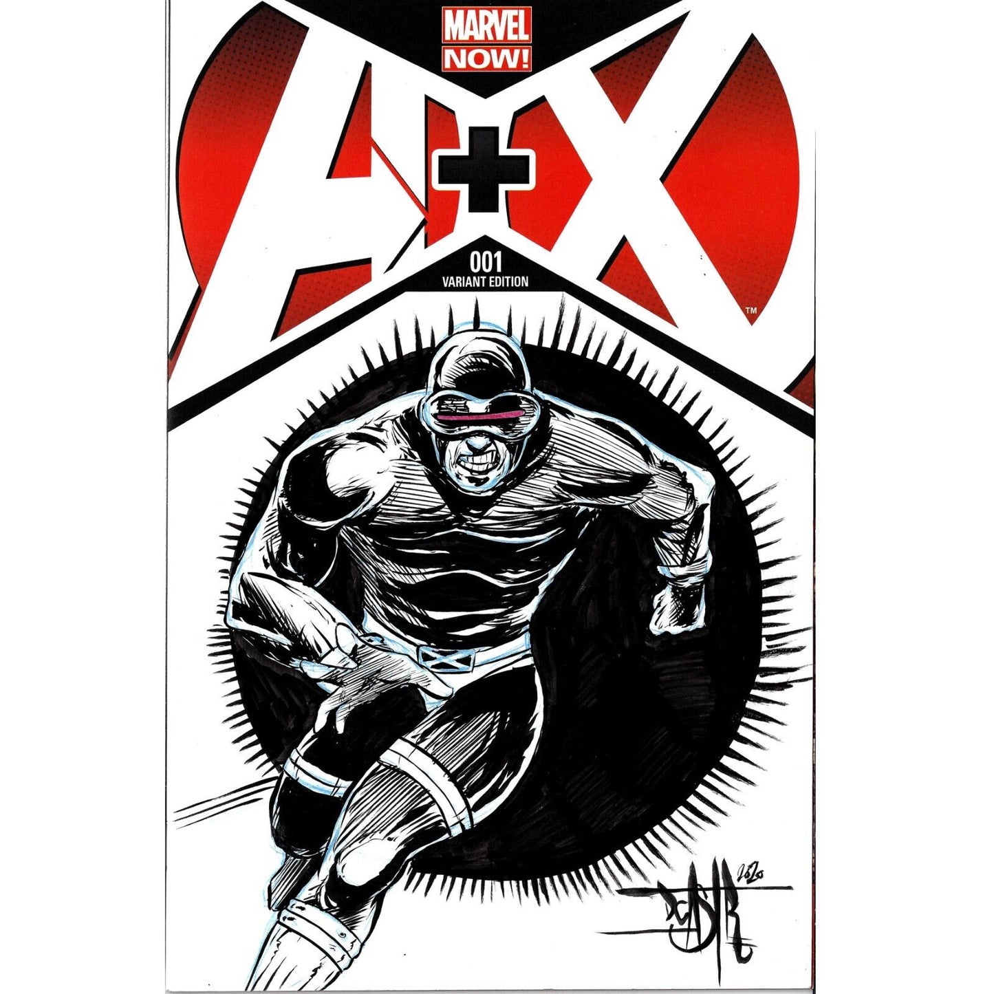 A+X (AVENGERS + X-MEN #1 Blank Variant Cover Comic W Original Art Dave Castr