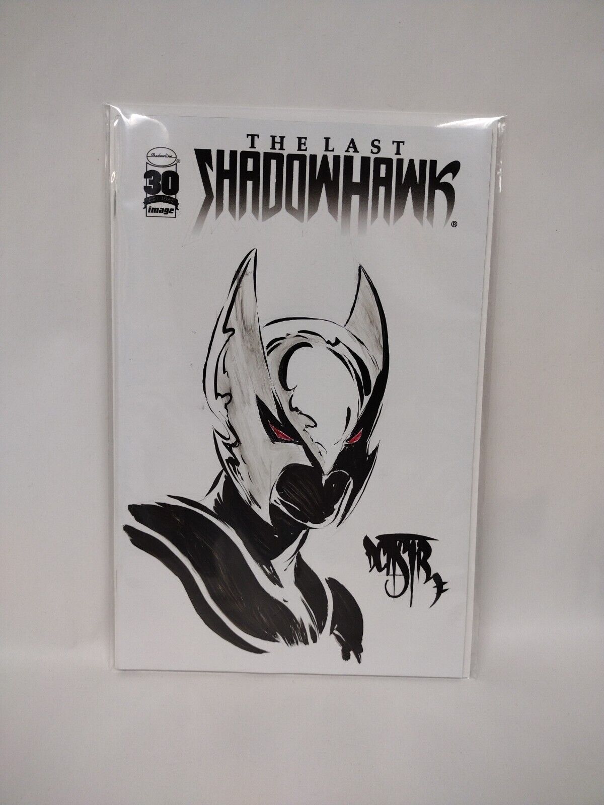 THE LAST SHADOWHAWK WHITE BLANK COVER SKETCH VARIANT W ORIGINAL ART DCASTR ARG