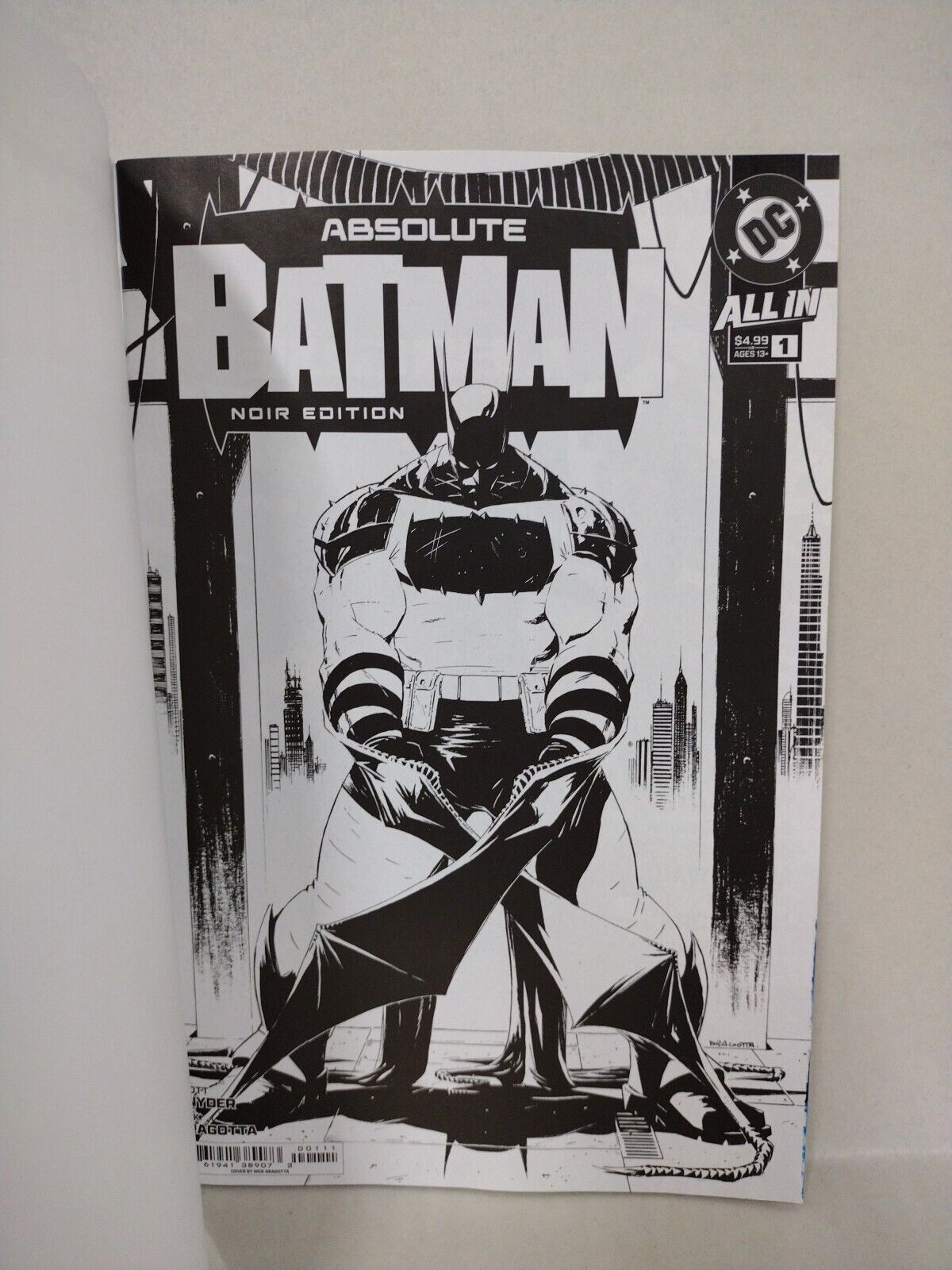 Absolute Batman Noir #1 DC Comic Sketch Variant Cover W Original Dave Castr Art