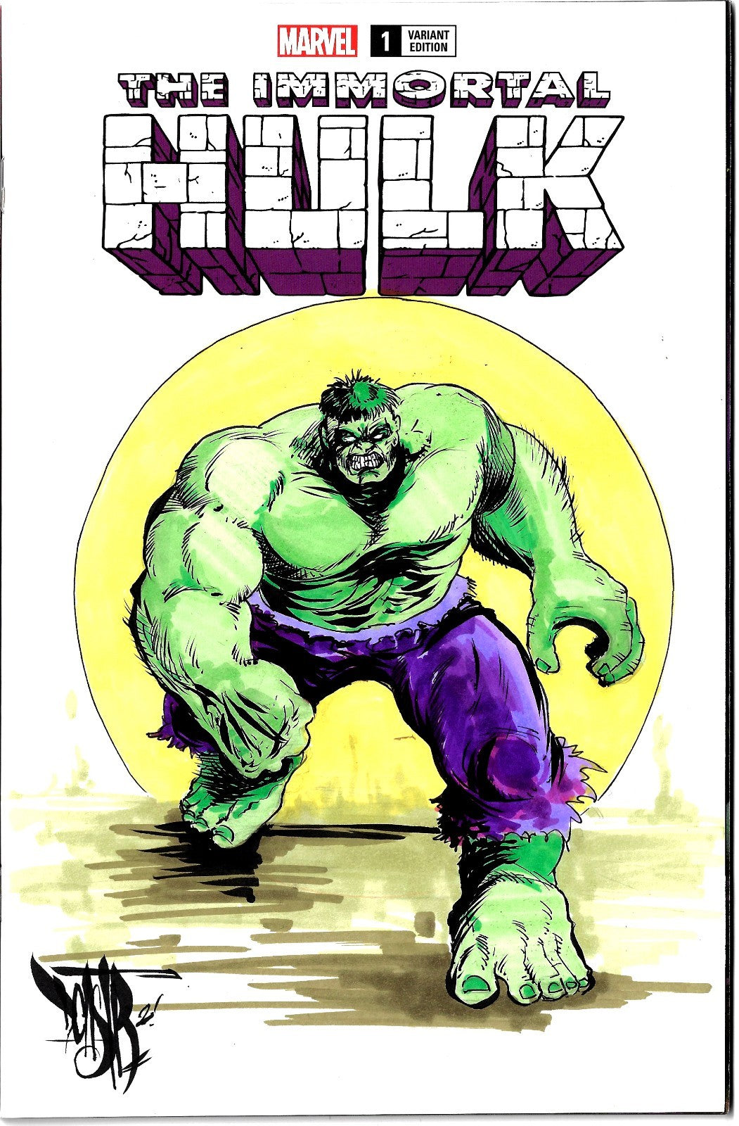 IMMORTAL HULK #1 (2018) Marvel Sketch Variant Cover Comic W Original DCastr Art