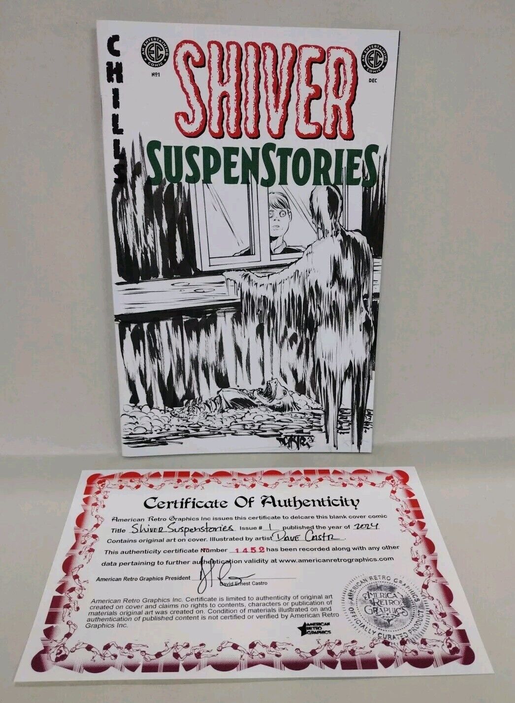 Shiver Suspenstories #1 (2024) EC Comic Sketch Cover W Original Dave Castr Art