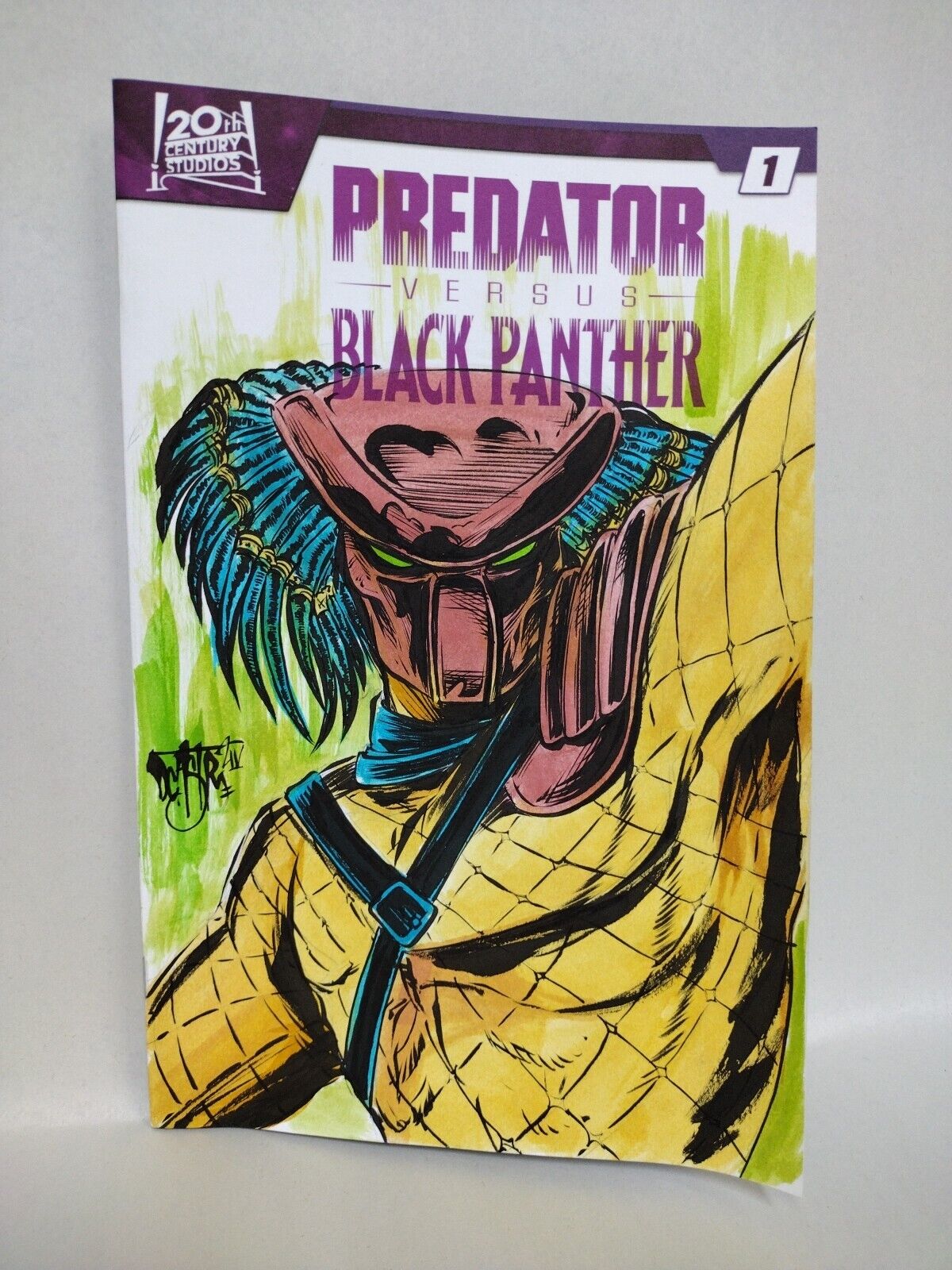 Predator Versus Black Panther (2024) Marvel Sketch Cover W Original DCastr Art