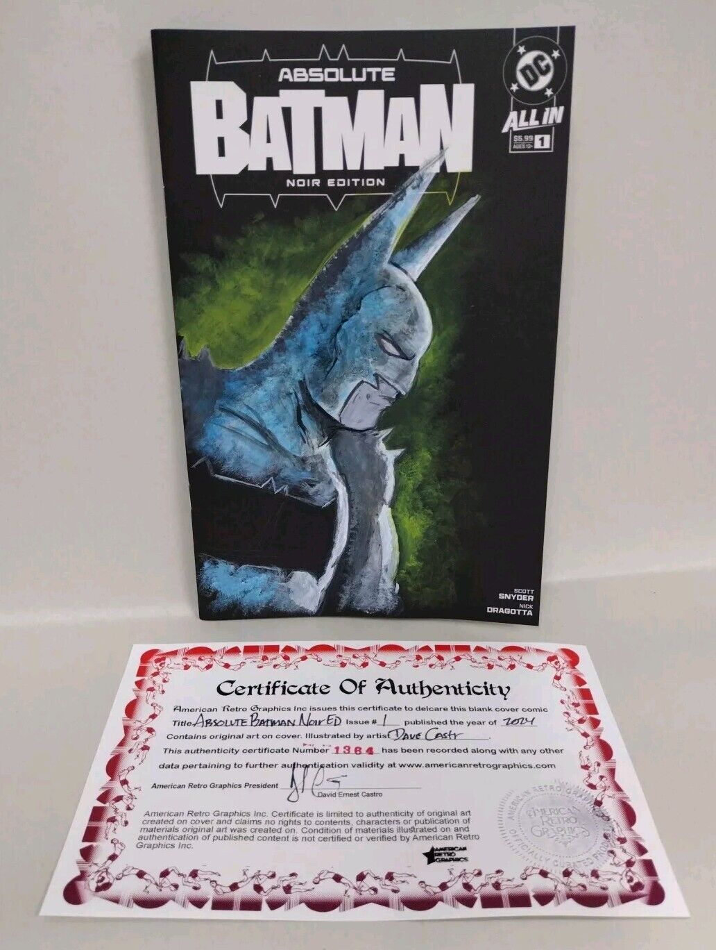 Absolute Batman Noir #1 DC Comic Sketch Variant Cover W Original Dave Castr Art