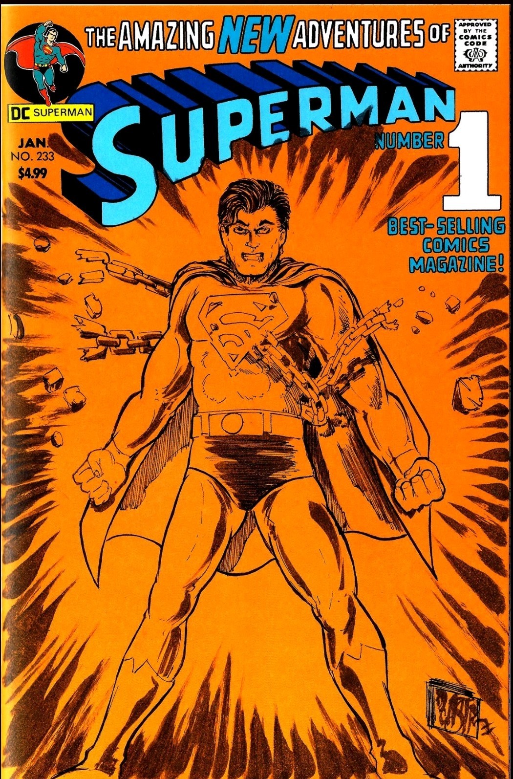 Superman #233 (2025) DC Comic Facsimile Sketch Cover W Original Dave Castr Art