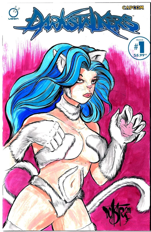 Darkstalkers Felicia #1 (2023) UDON Blank Variant Comic W Original DCastr Art