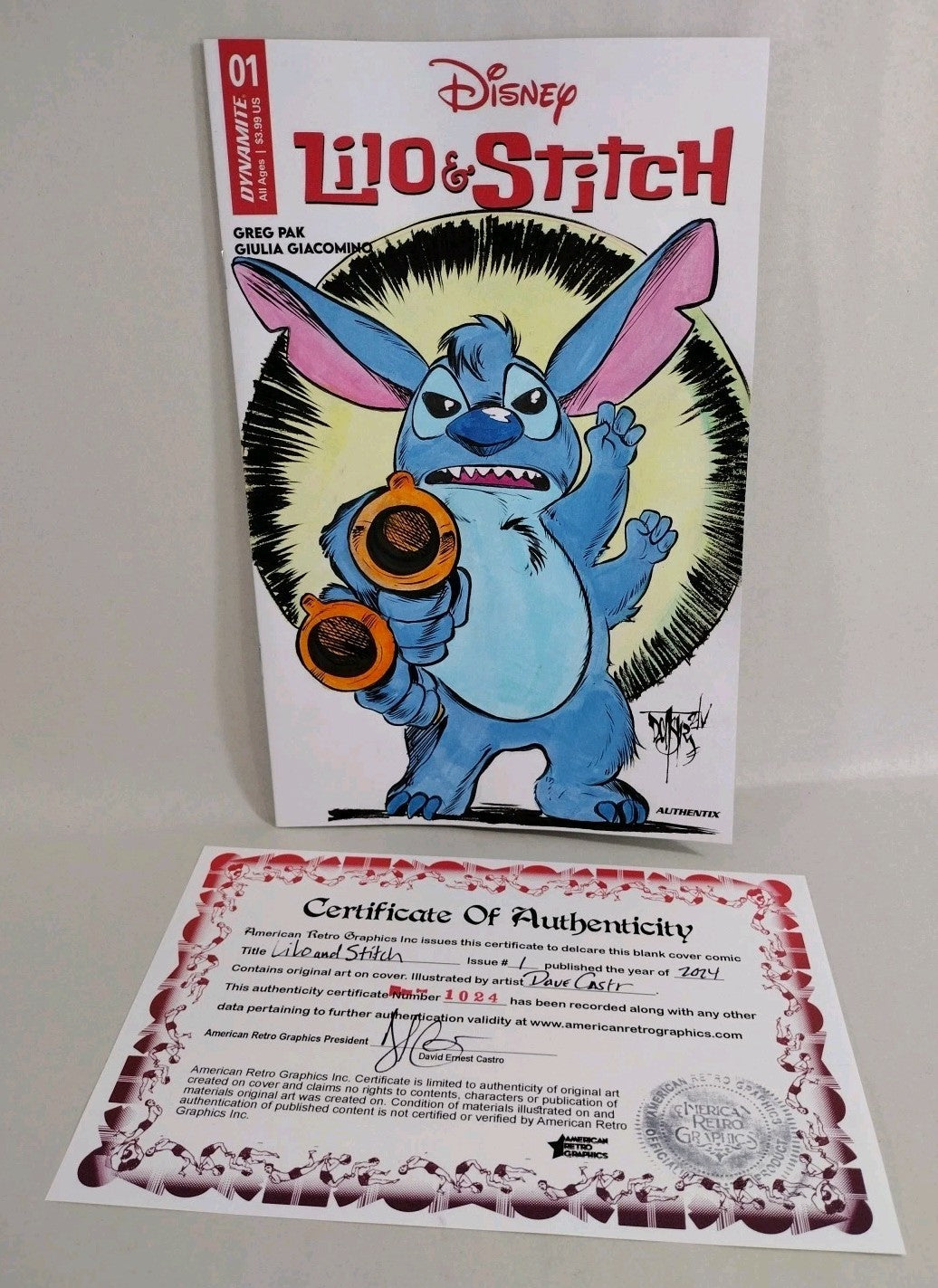 Lilo & Stitch #1 Disney Dynamite Sketch Variant Cover W Original Dave Castr Art 