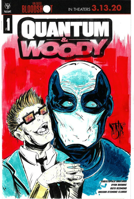 Quantum & Woody #1 (2020)Blank Cover Variant Comic W Original DCastr Art COA 191