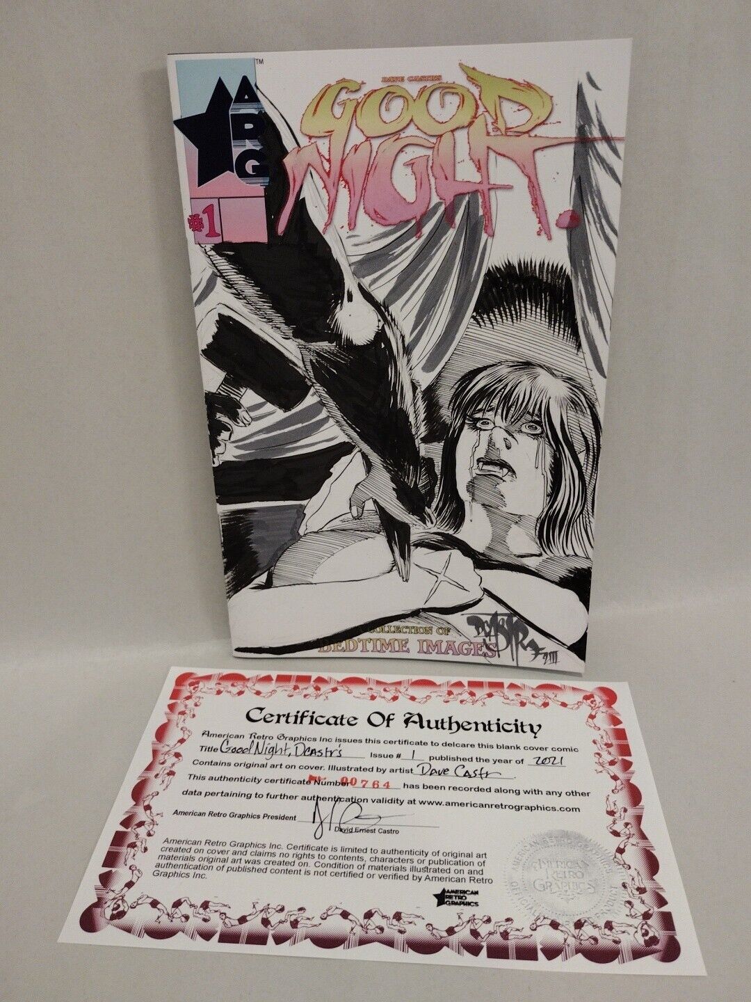 Dave Castr's Good Night #1 Blank Variant ARG Comic w Original Vampire Art COA