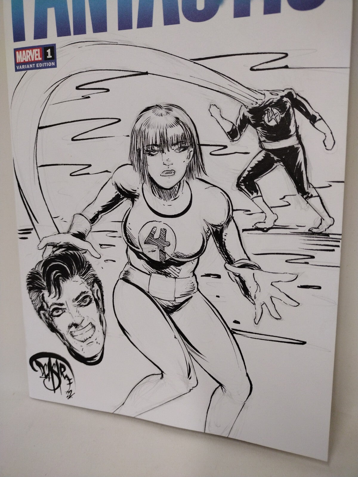 Fantastic Four 1 (2023) Blank Cover Variant Comic W Original Richards DCastr Art