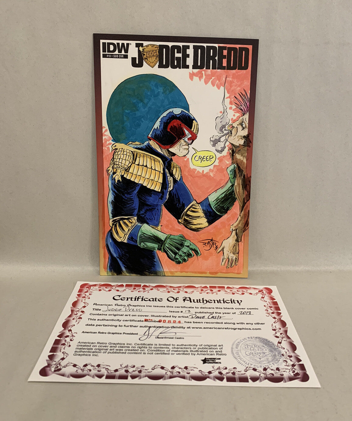 JUDGE DREDD #13 Blank Sketch Variant Cover Comic 2013 W Original Art Dave Castr