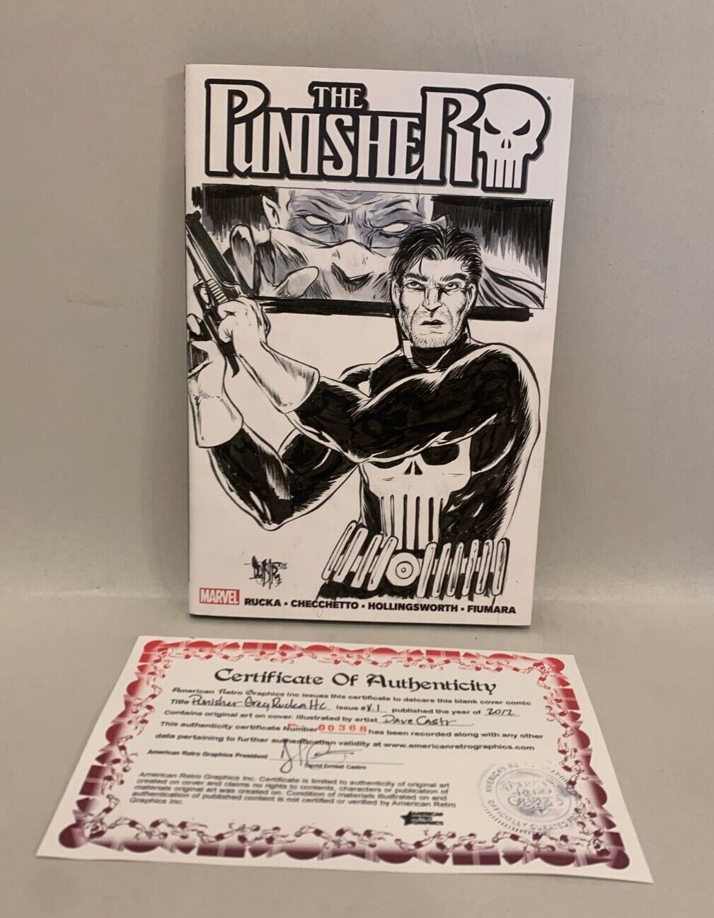 Punisher By Rucka (2012) Marvel HC W Original DCastr Art On Sketch DJ Variant