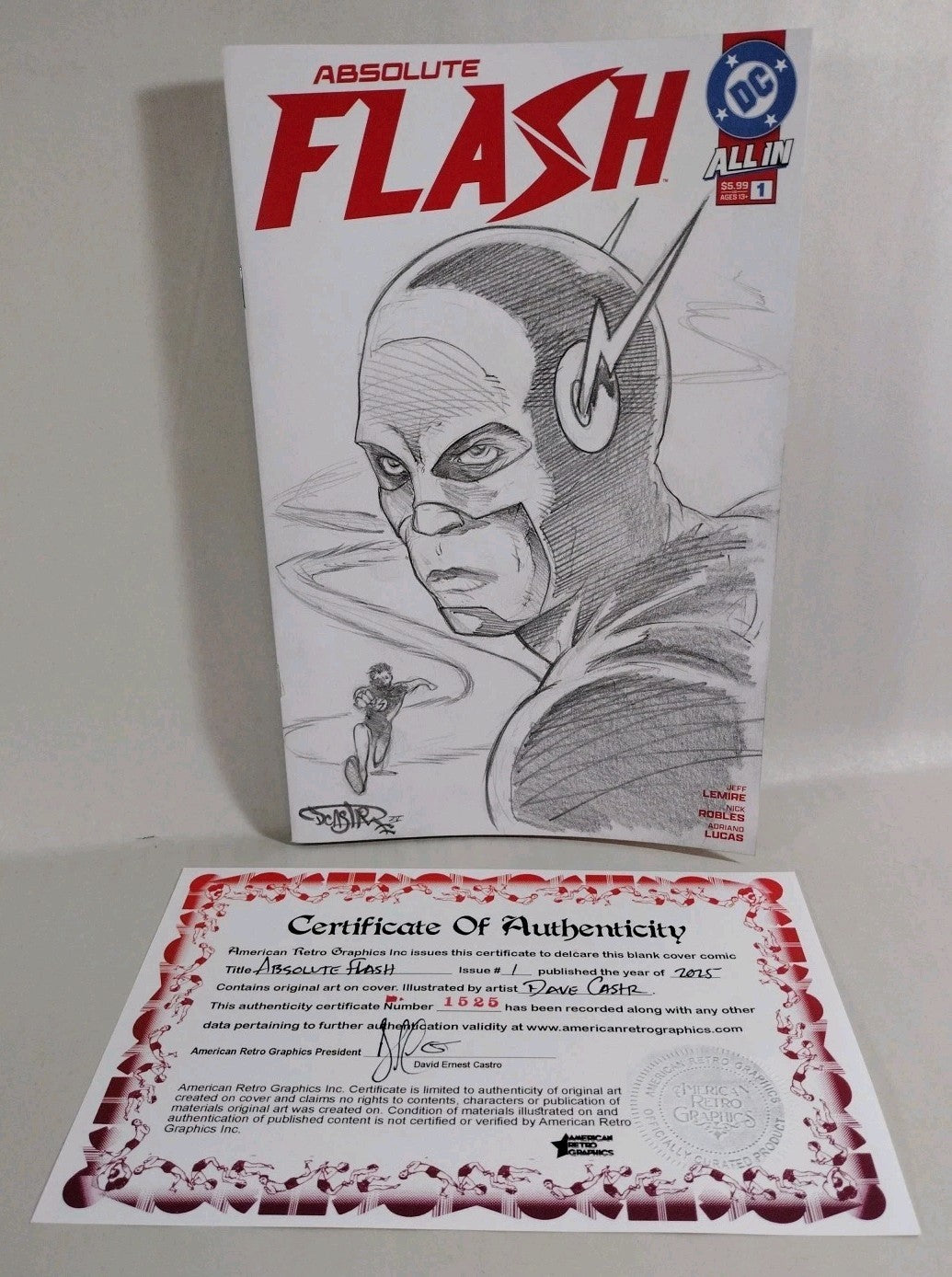 Absolute Flash 1 (2025) DC Comic Sketch Variant Cvr W Original Dave Castr Art