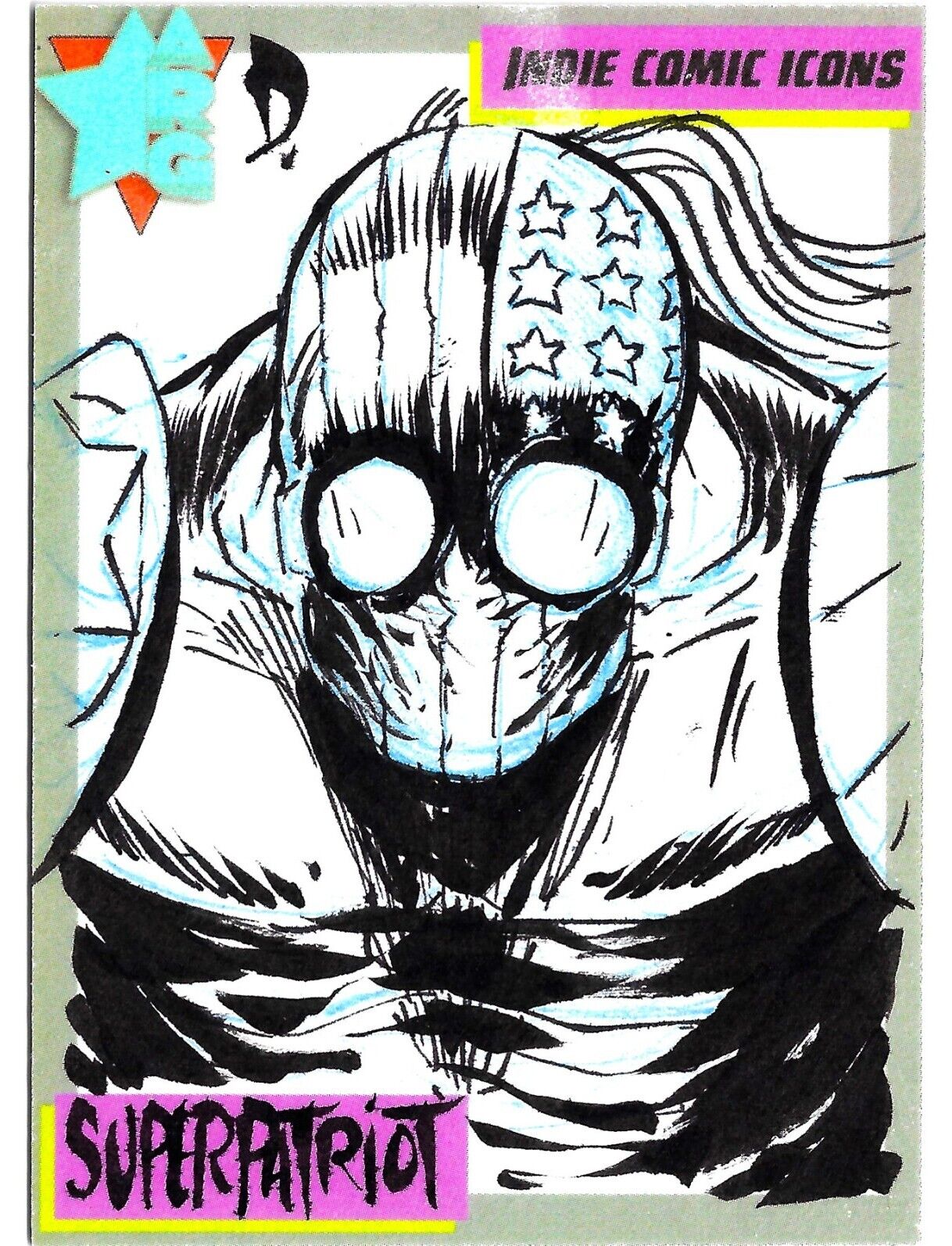 Indie Comic Icons (2023) ARG Sketch Card w Original Super Patriot Dave Castr Art