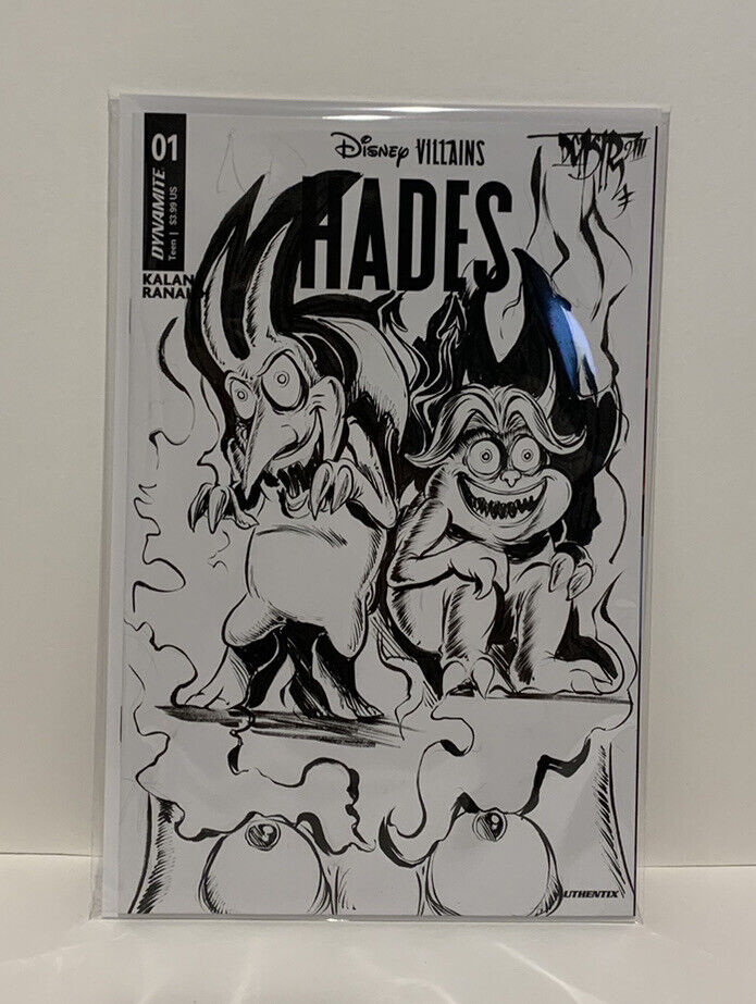 DISNEY VILLIANS HADES 1 (2023) Sketch Variant Cover Comic W Original Art DCastr