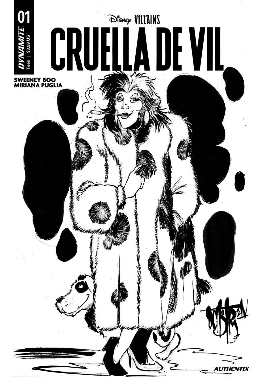 DISNEY Creulla De Vil #1 (2024) Sketch Variant Cover Comic W Original Art DCastr