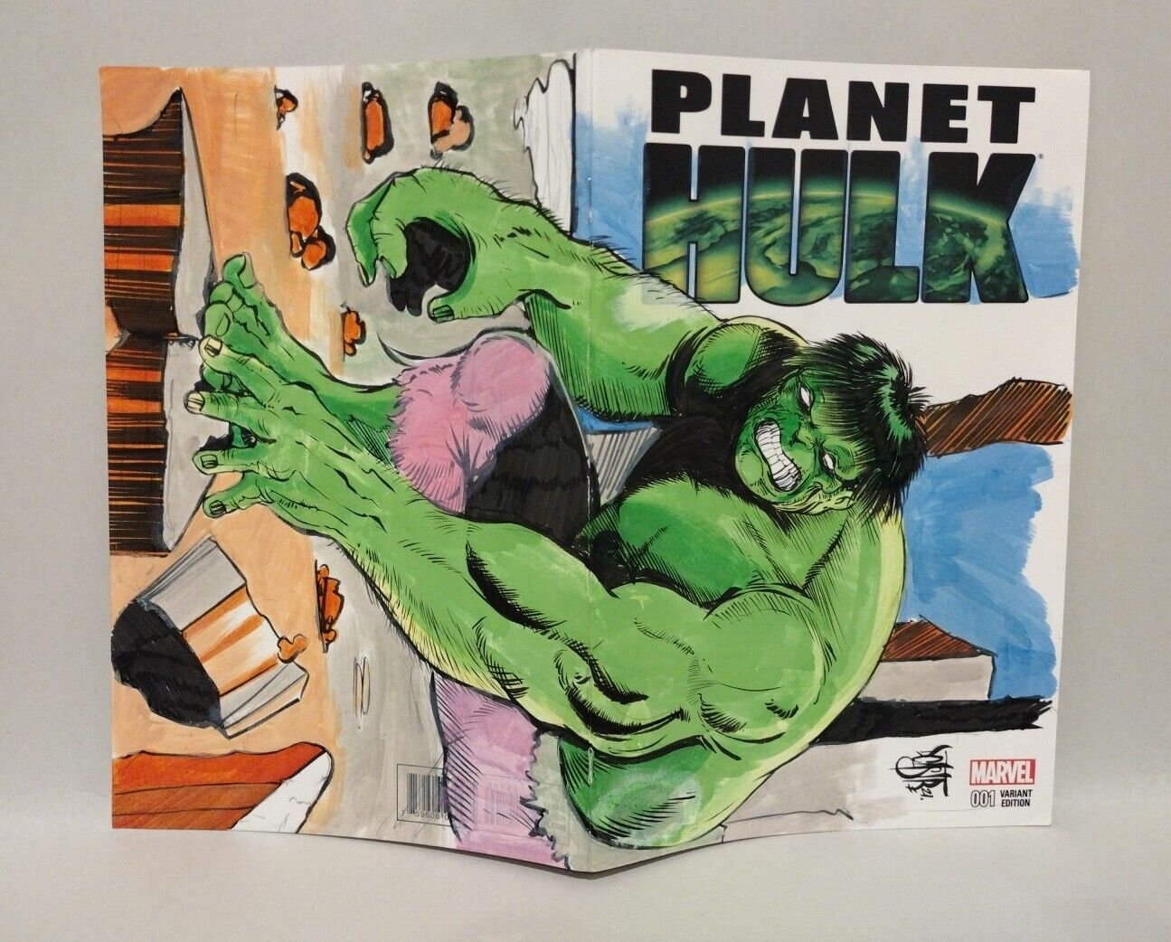 Planet Hulk 1 (2015) Marvel Sketch Cover Variant Comic W Original Dave Castr Art