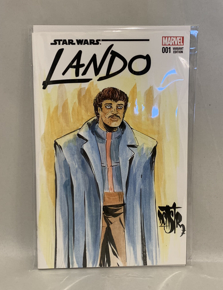 STAR WARS LANDO 1 (2015) Marvel Sketch Variant Cover Comic W Original Art DCastr