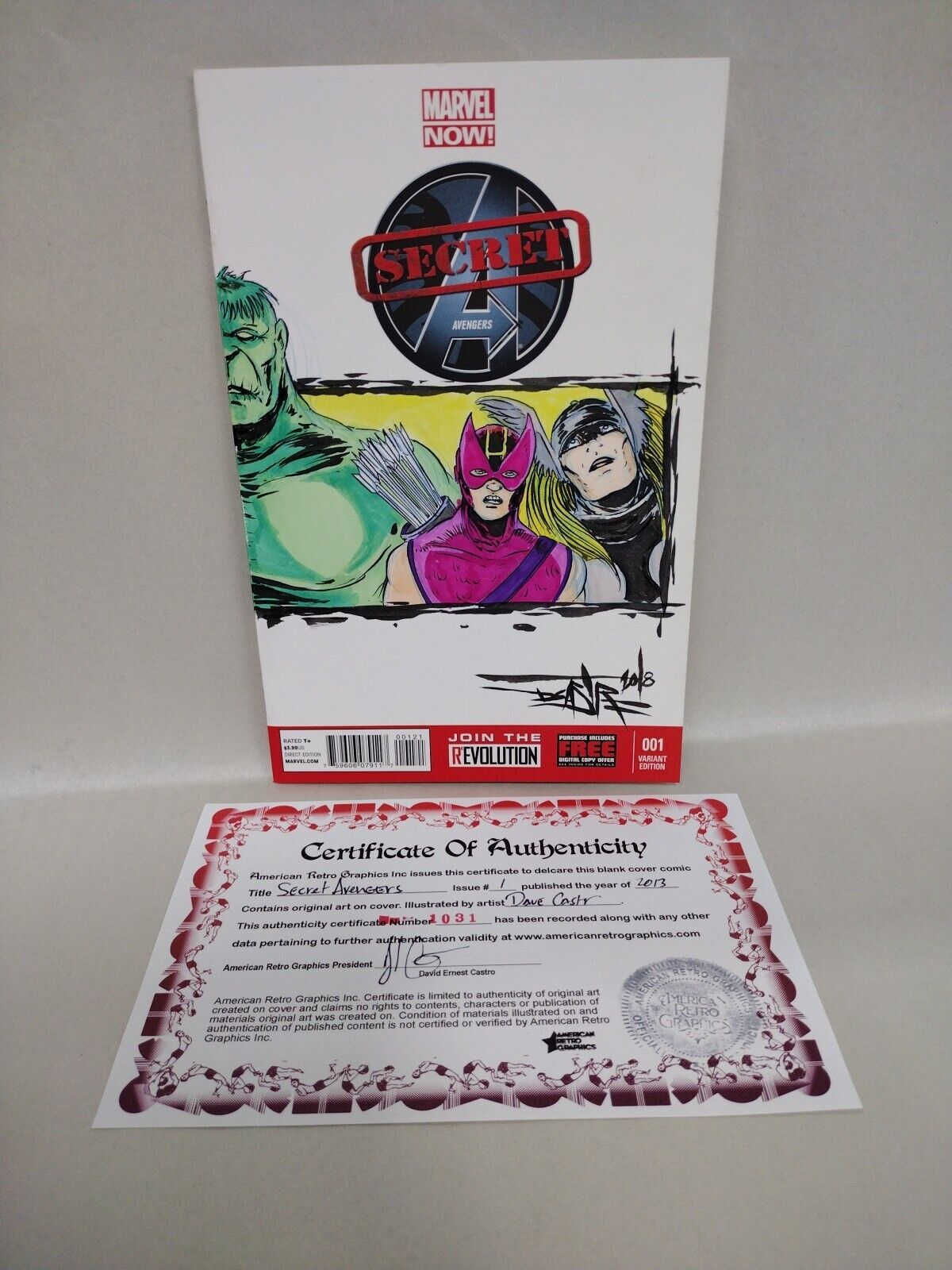 Secret Avengers #1 (2013) Marvel Sketch Cover Comic w Original Dave Castr Art