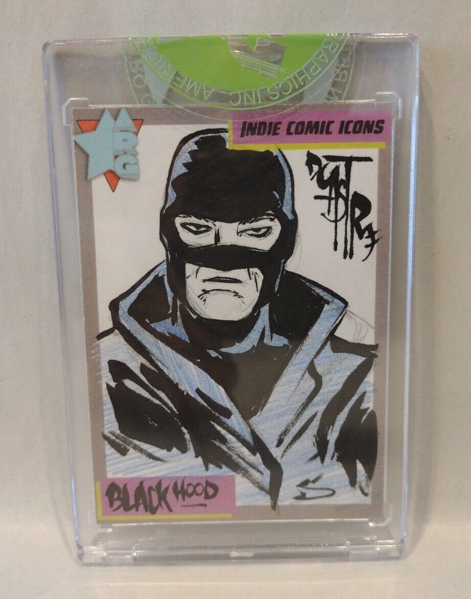 Indie Comic Icons Sketch Card w Original Black Hood Art DCastr (2023) ARG Sealed