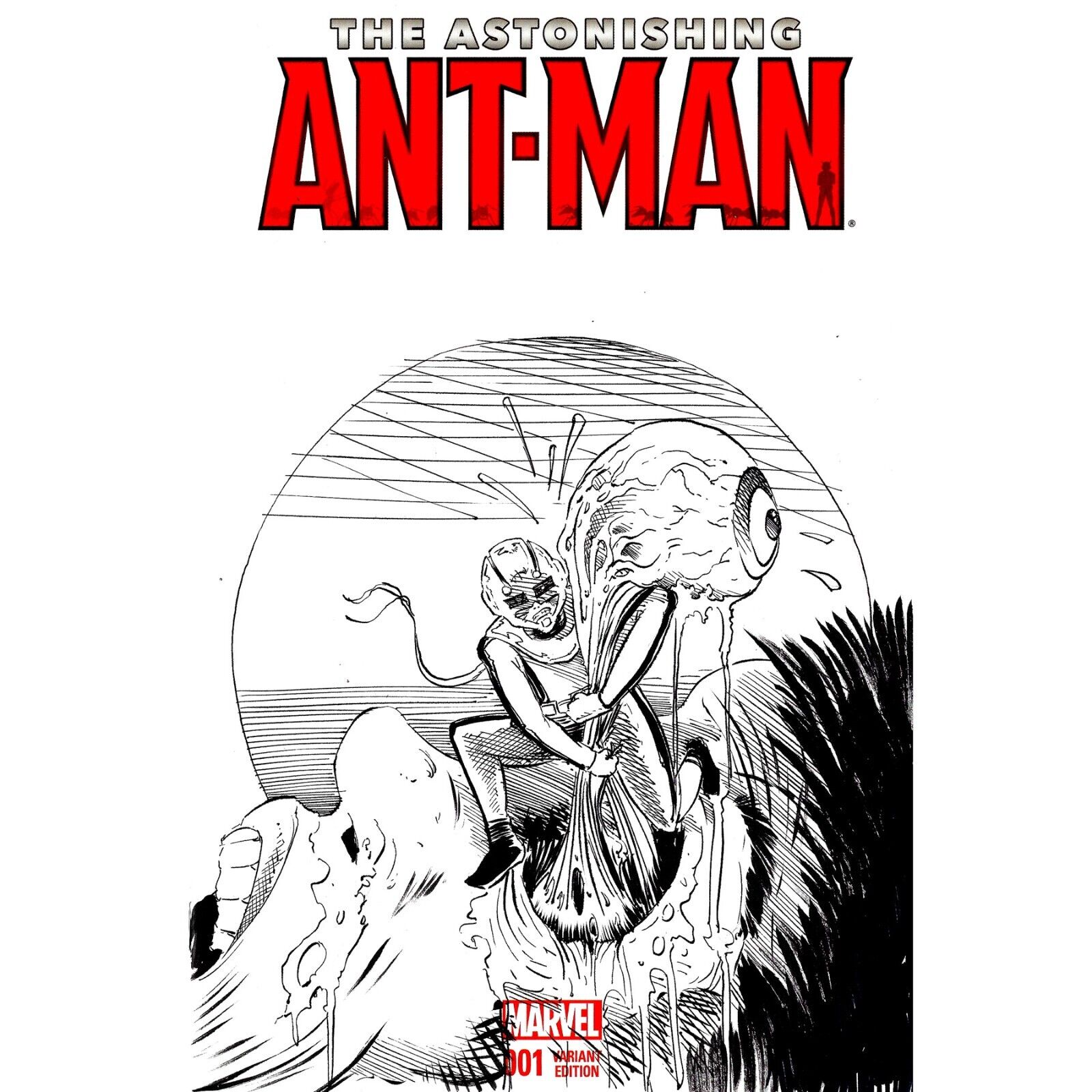 ANT-MAN, THE ASTONISHING #1 Blank Variant Cover Comic W Original Art Dave Castr