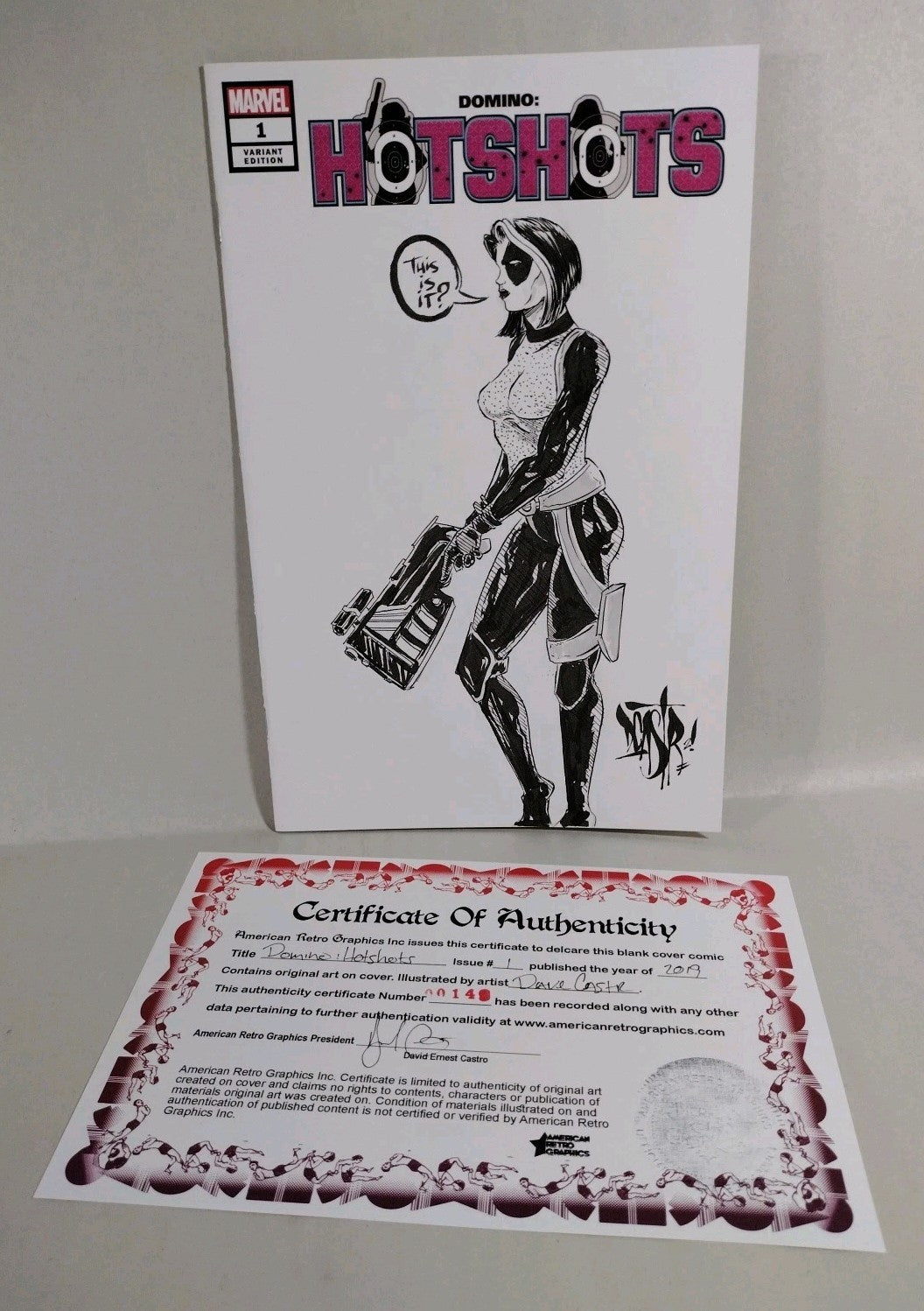 Domino Hotshots #1 (2019) Sketch Cover Variant Comic w Original DCastr Art 
