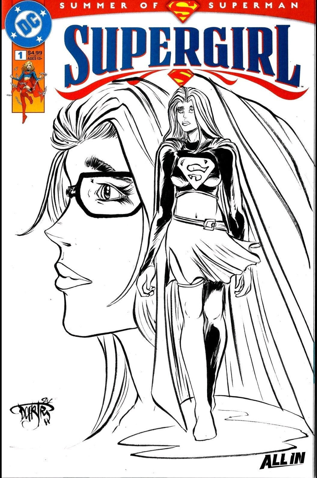 Supergirl #1 (2025) DC Sketch Variant Cover Comic W Original Dave Castr Art