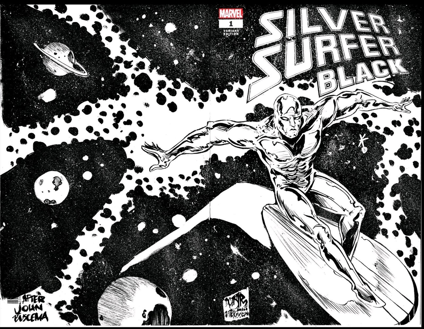 Silver Surfer Black (2019) Marvel Sketch Cover Variant W Original Dave Castr Art