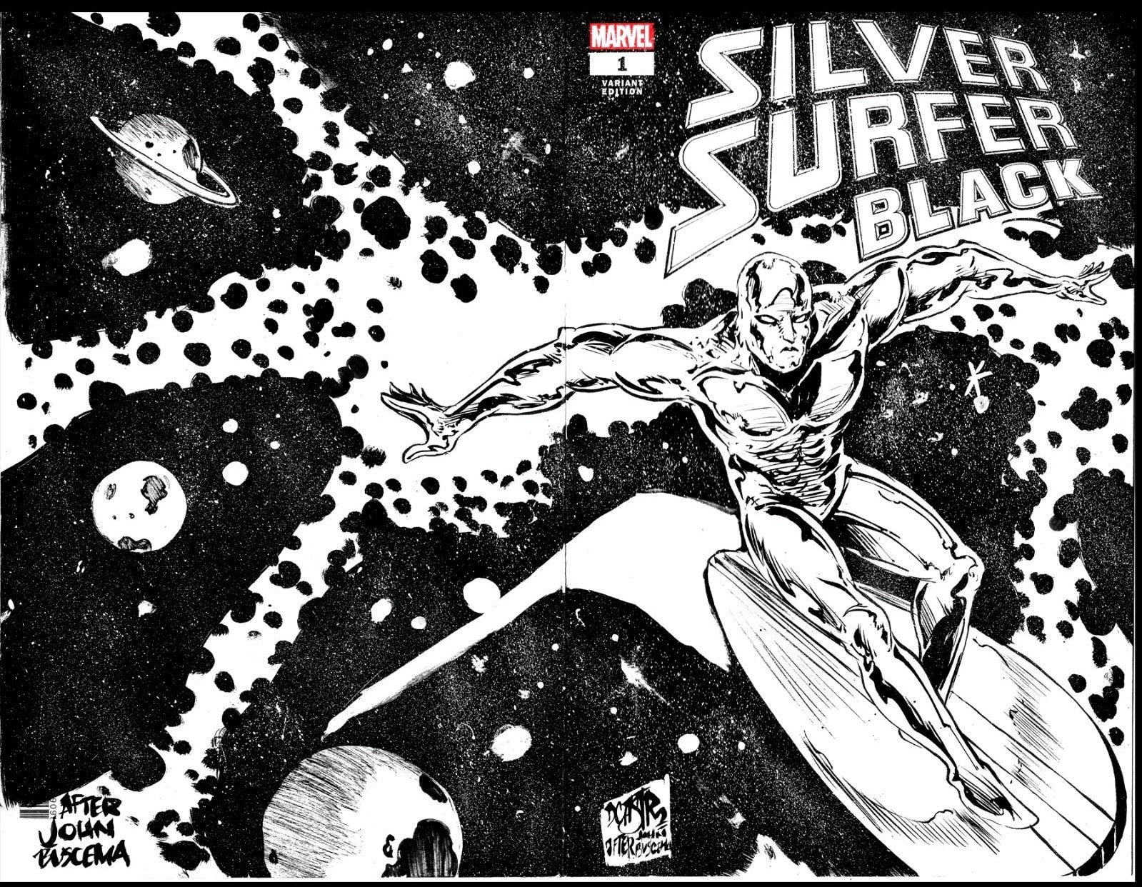 Silver Surfer Black (2019) Marvel Sketch Cover Variant W Original Dave Castr Art