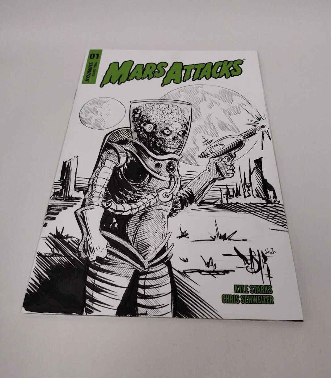 Mars attacks#1 (2018)Blank Cover Comic w Original Art Dcastr 