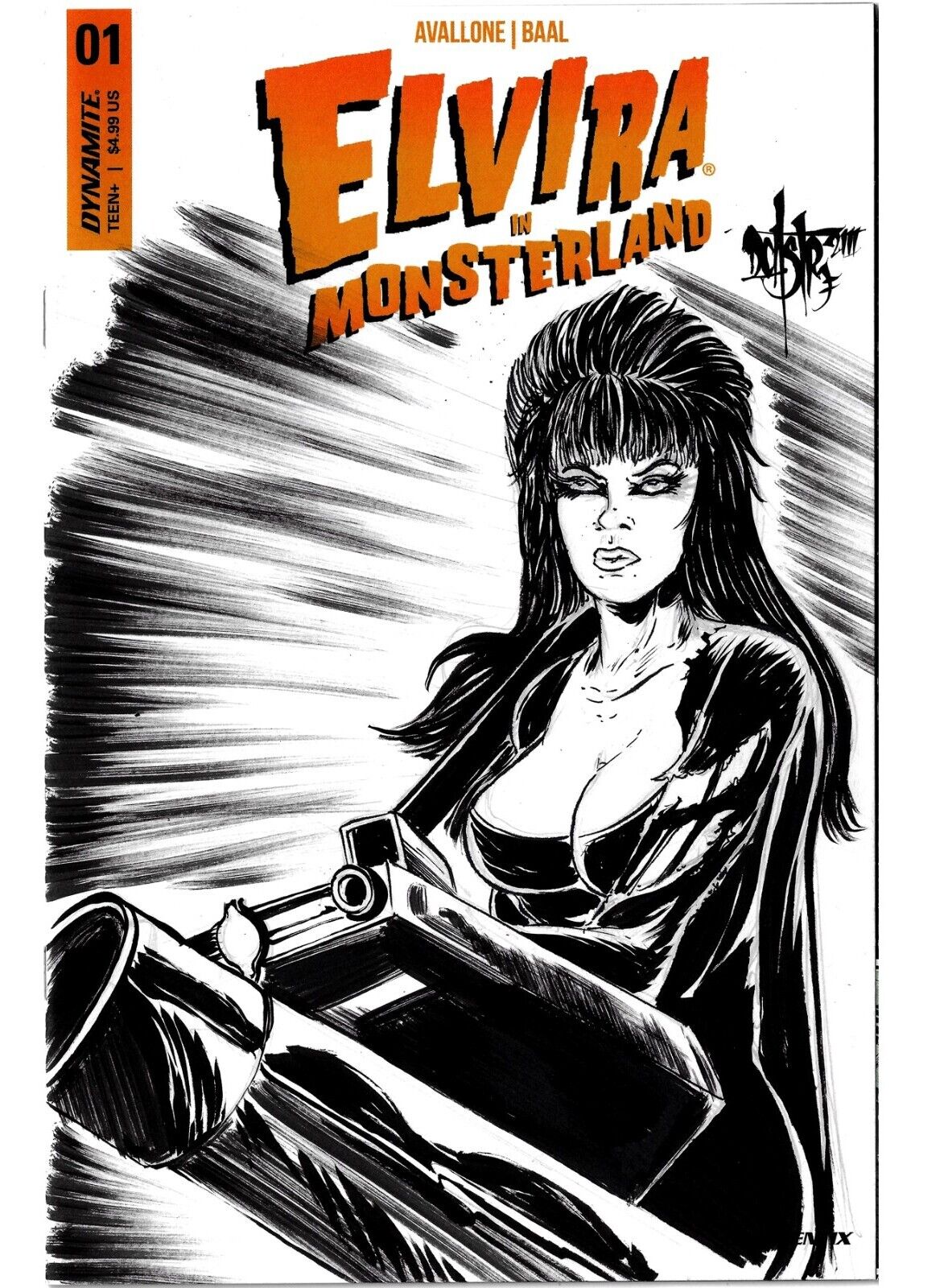 Elvira In Monsterland 1 (2023) Dynamite Comic Sketch Cover w Original DCastr Art