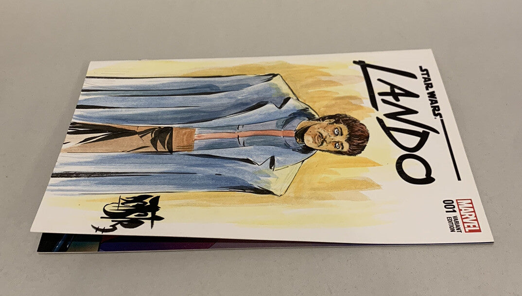 STAR WARS LANDO 1 (2015) Marvel Sketch Variant Cover Comic W Original Art DCastr