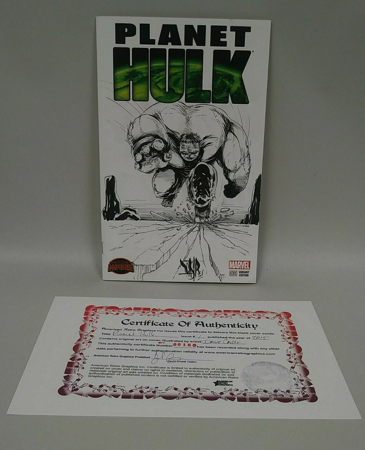 Planet Hulk 1 (2015) Marvel Sketch Cover Variant Comic W Original Dave Castr Art