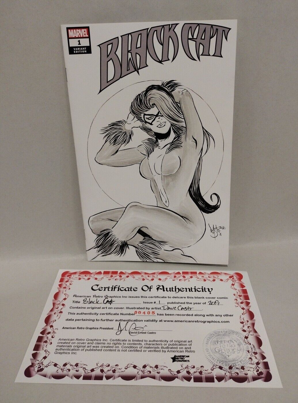 Black Cat #1 (2019) Marvel Comic Blank Sketch Variant W Original Dave Castr Art