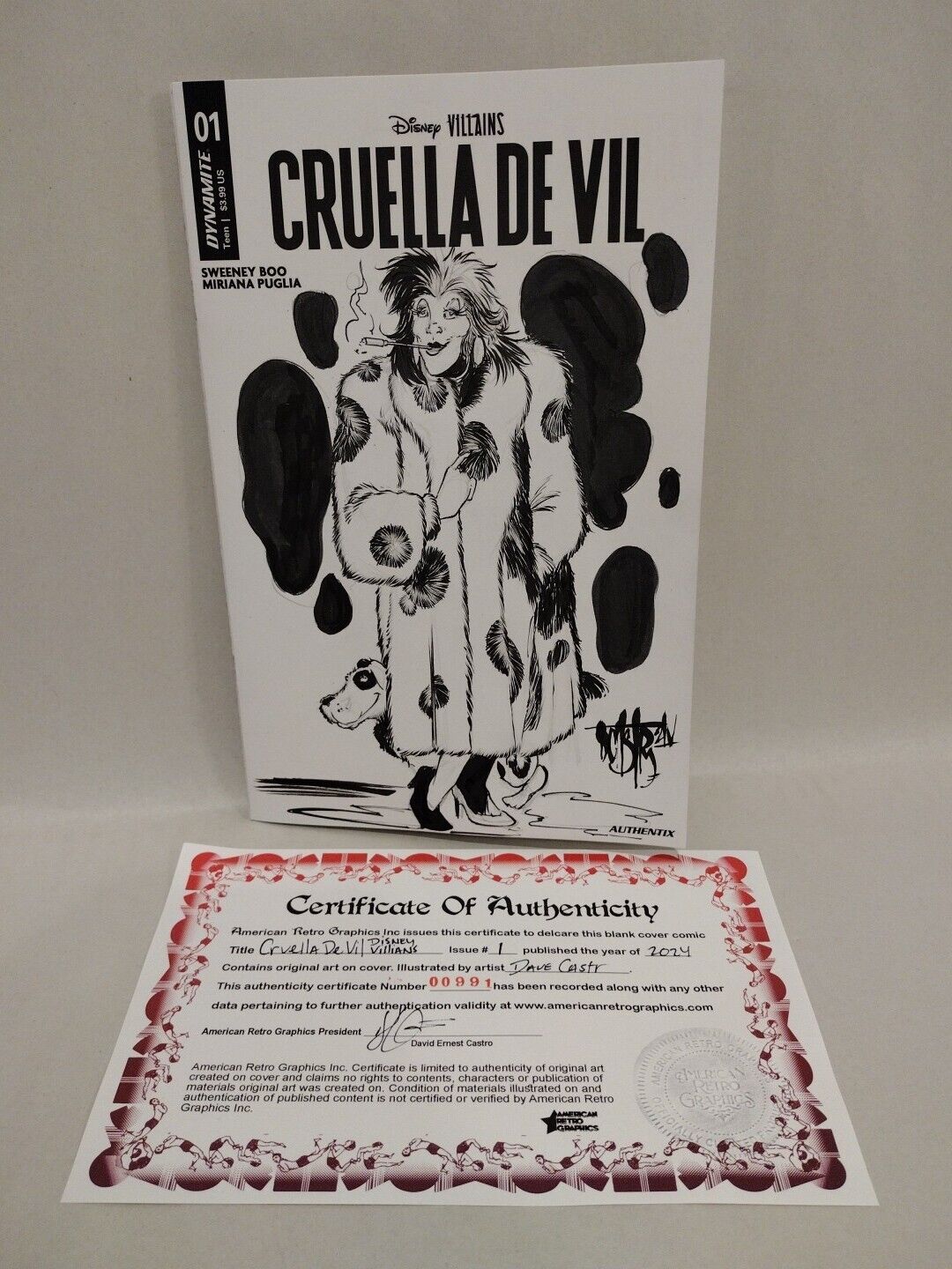 DISNEY Creulla De Vil #1 (2024) Sketch Variant Cover Comic W Original Art DCastr