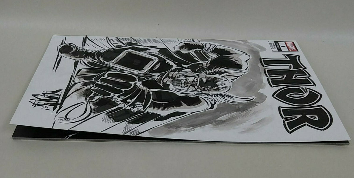 THOR #1 (2020) Marvel Sketch Cover Variant Comic W Original DCastr Art