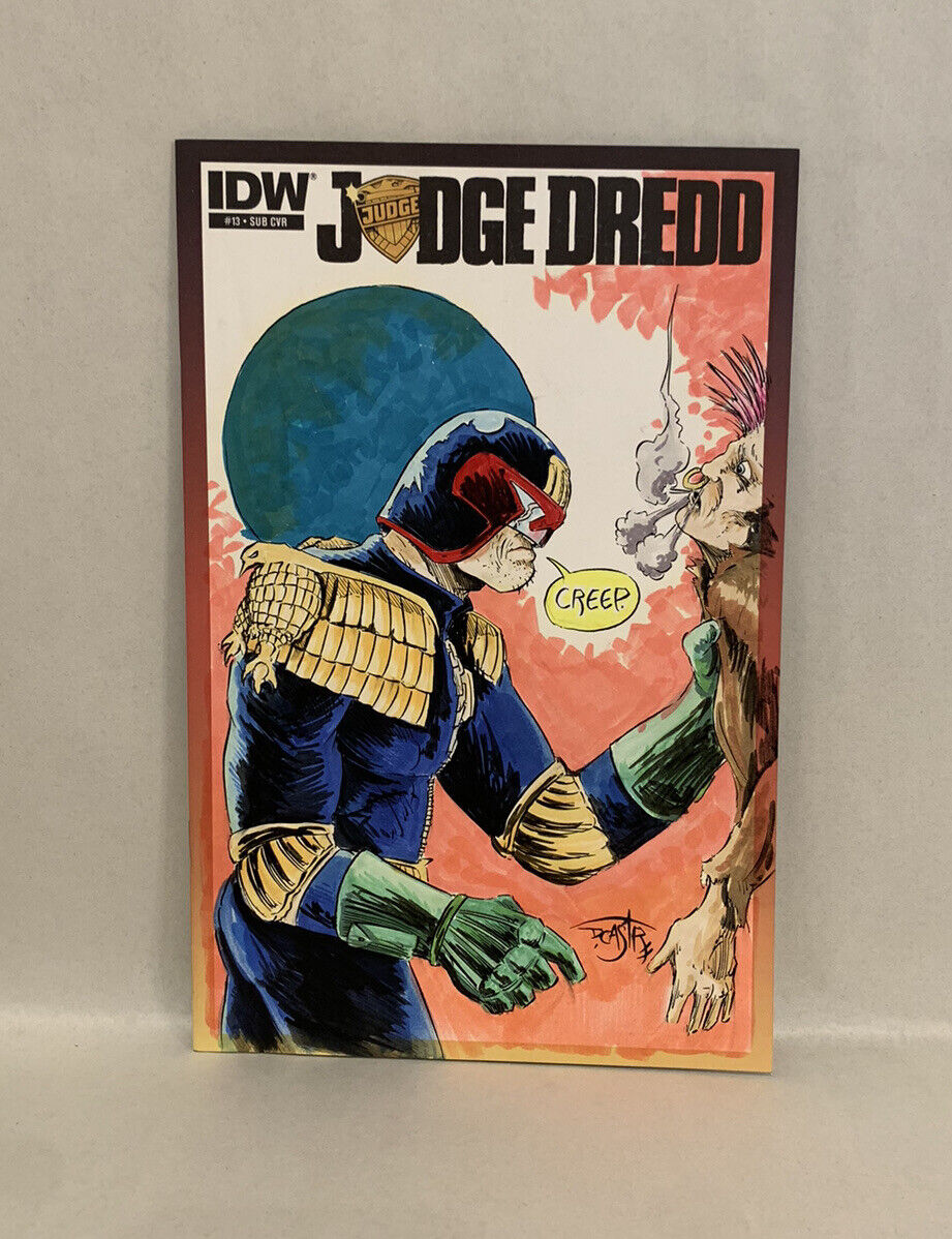 JUDGE DREDD #13 Blank Sketch Variant Cover Comic 2013 W Original Art Dave Castr
