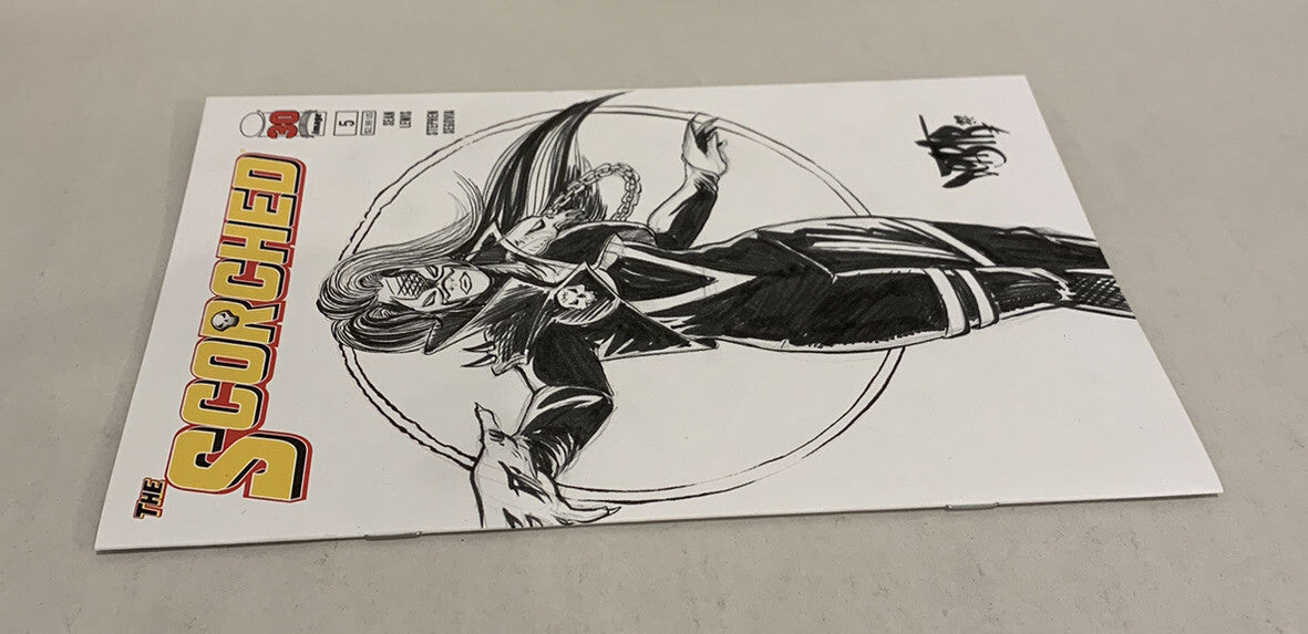 The SCORCHED #5 Blank Sketch Variant Cover Comic 2023 W Original Art Dave Castr