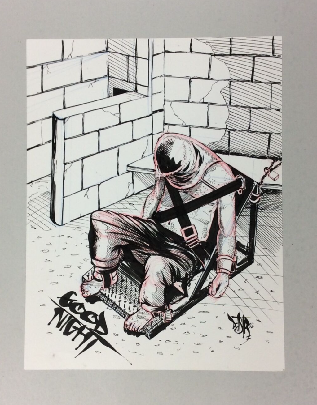 Original Dave Castr " Solitary " ink drawing DCastr