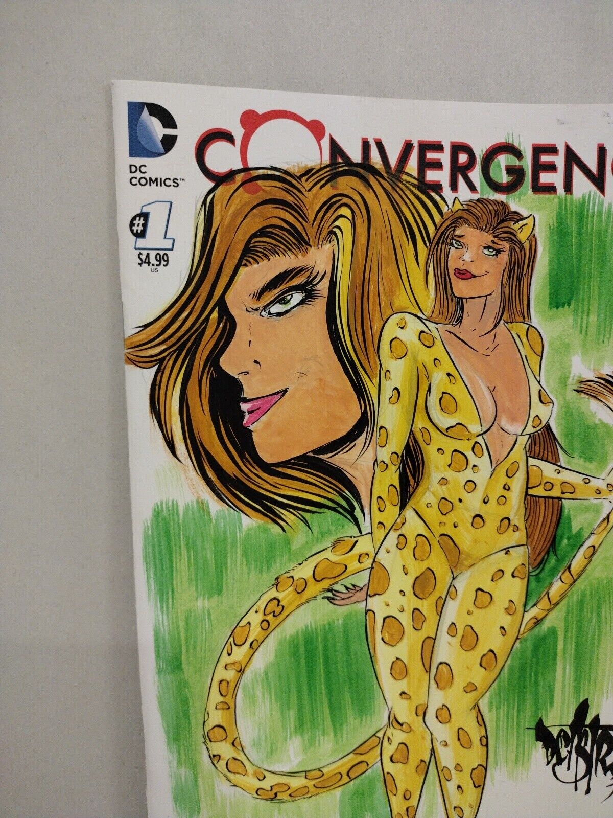 Convergence 1 (2015) Blank Sketch Variant DC Comic w Original DCastr Cheetah COA