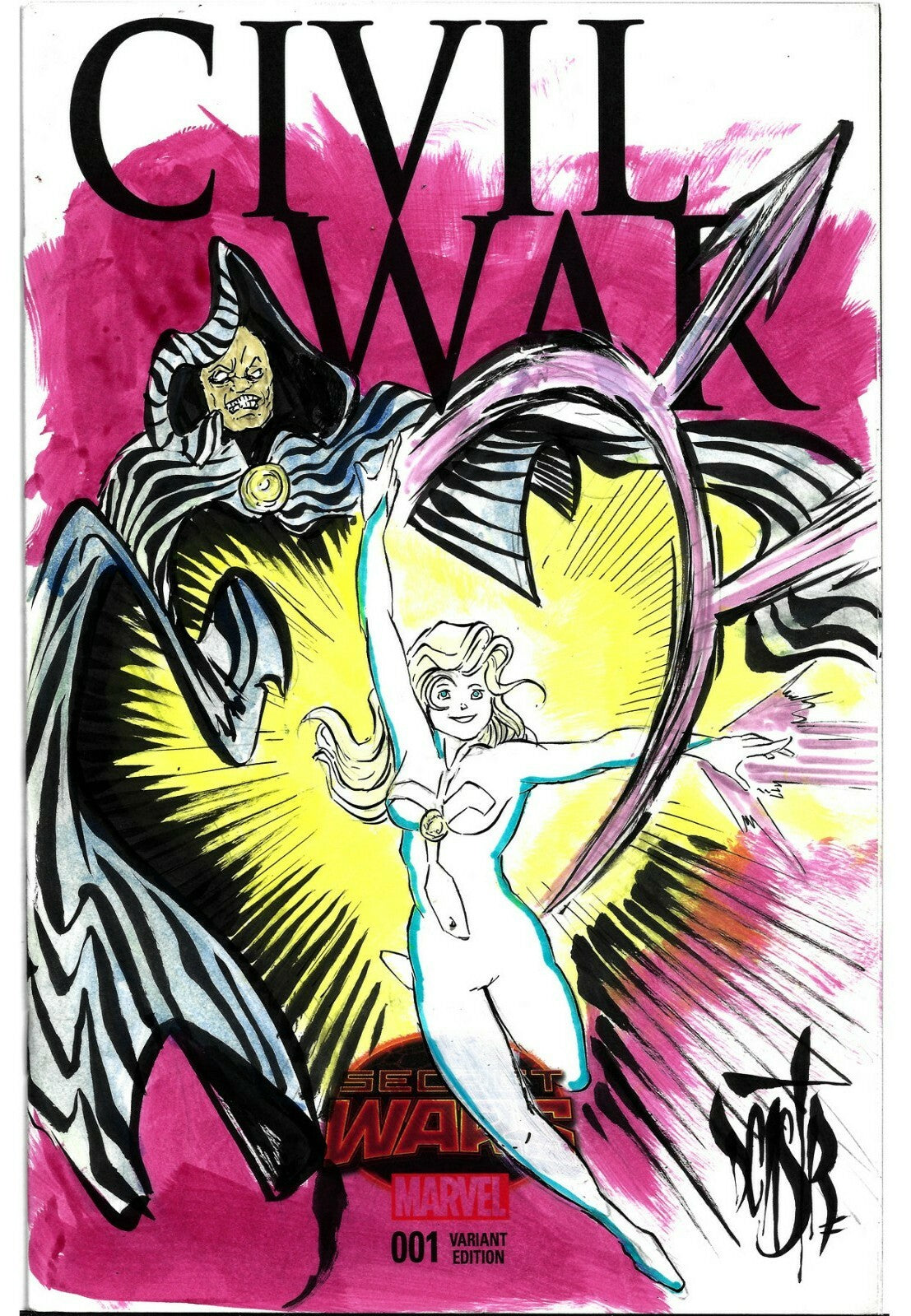 Civil War Secret Wars #1 (2015) Marvel Comic Sketch Cover W Original DCastr Art