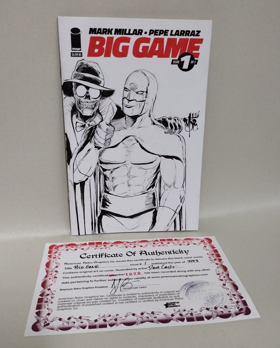 BIG GAME #1 Blank Sketch Variant Cover Comic 2023 W Original Art Dave Castr